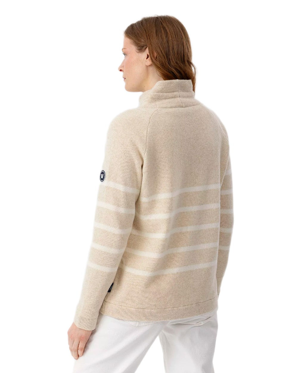 Creme Off White Coloured Holebrook Womens Angelika Knitted Windproof Sweater on white background 