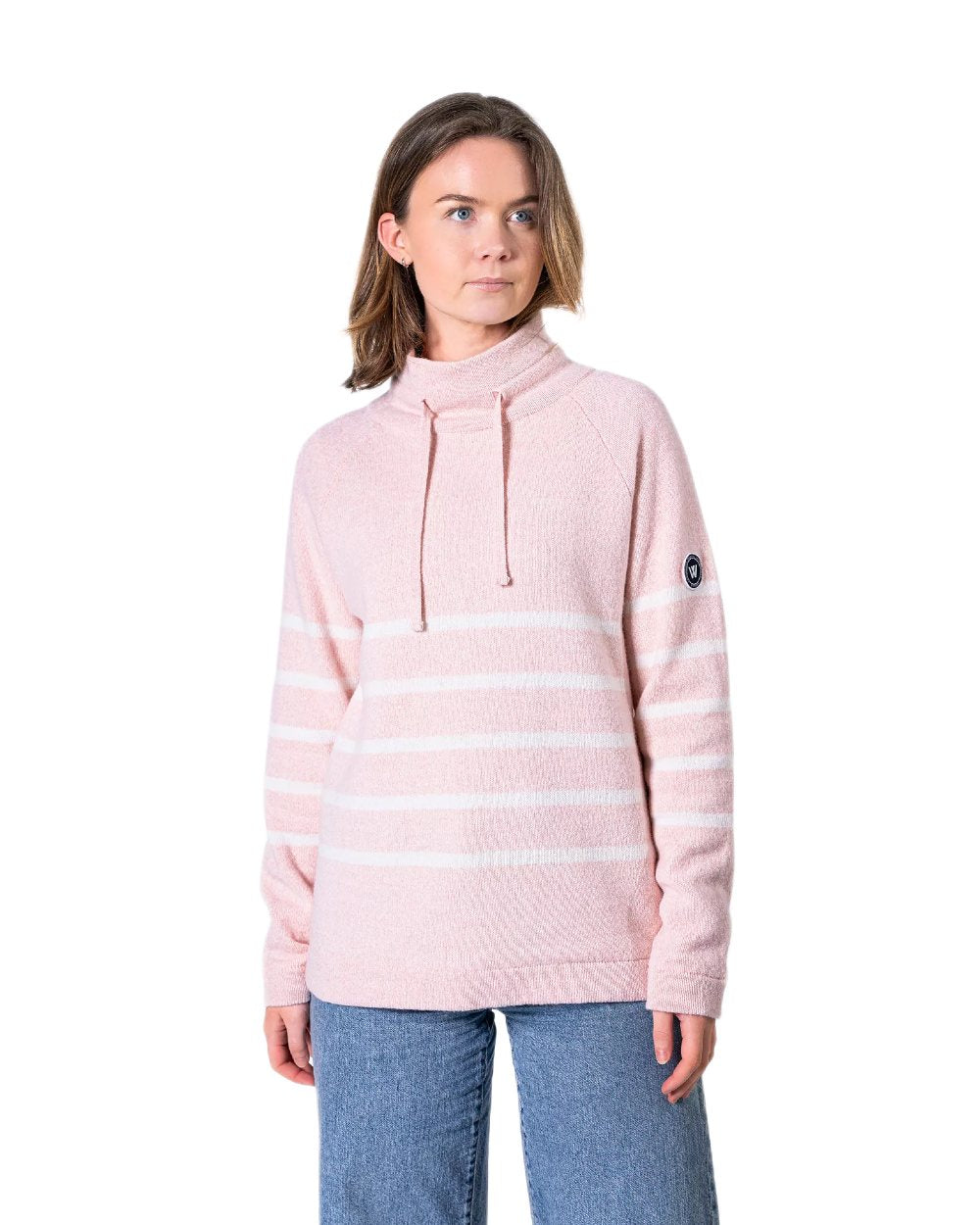 Flamingo Off White Coloured Holebrook Womens Angelika Knitted Windproof Sweater on white background 