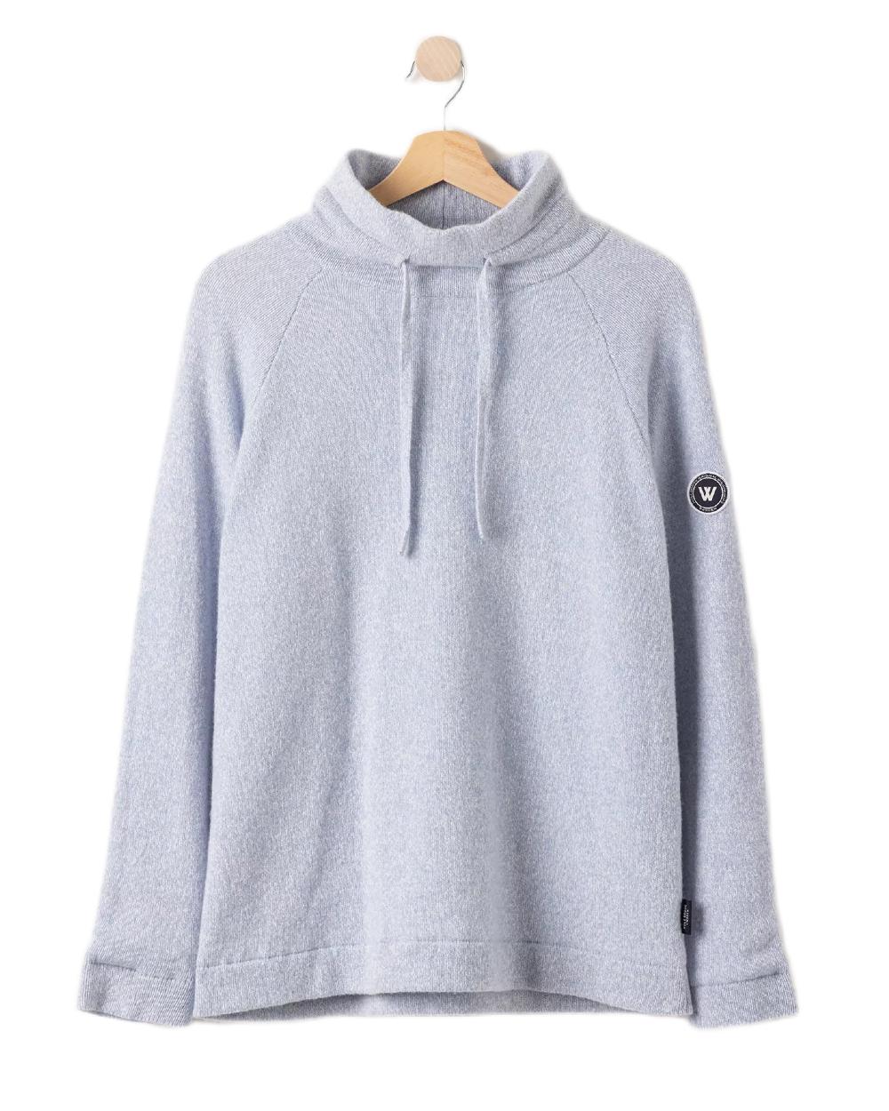Illusion Blue Coloured Holebrook Womens Angelika Knitted Windproof Sweater on white background 