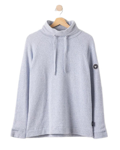 Illusion Blue Coloured Holebrook Womens Angelika Knitted Windproof Sweater on white background 