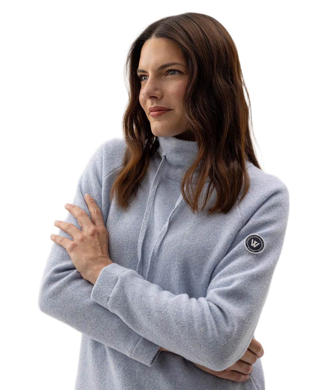 Illusion Blue Coloured Holebrook Womens Angelika Knitted Windproof Sweater on white background 