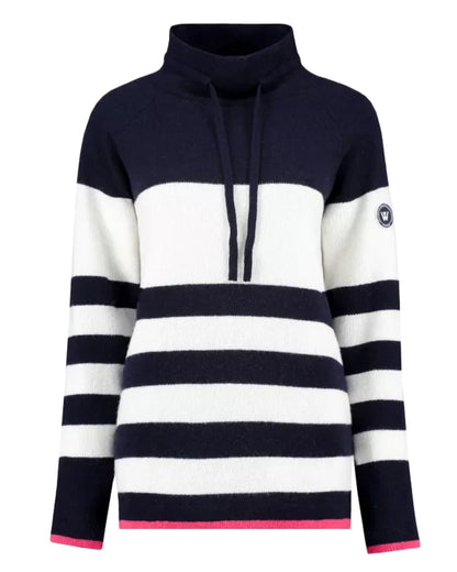 Navy Coloured Holebrook Womens Angelika Knitted Windproof Sweater on white background 