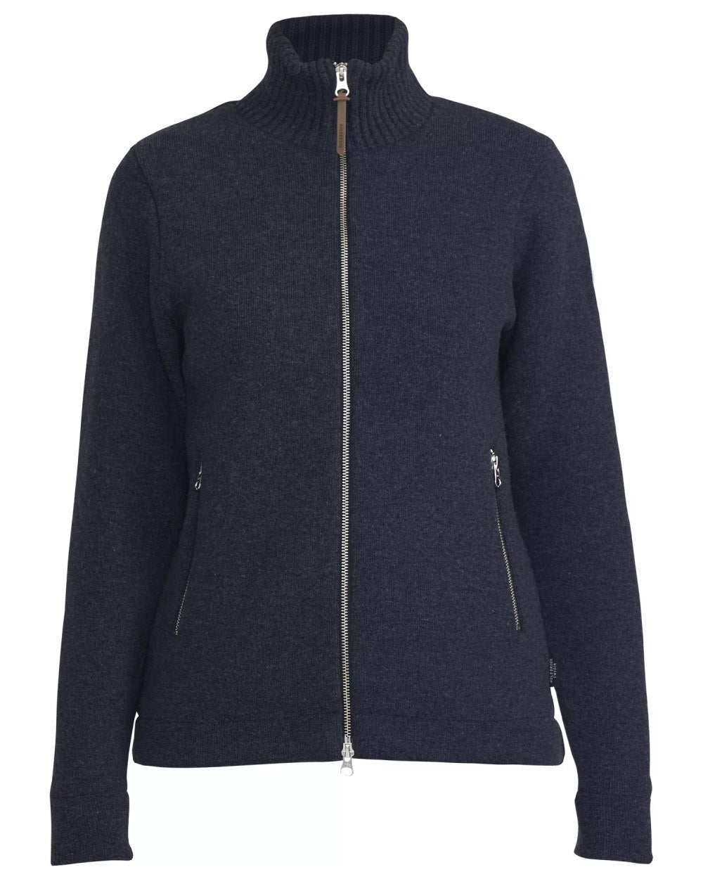 Chambray Coloured Holebrook Womens Claire Full Zip Knitted Windproof Sweater on white background 