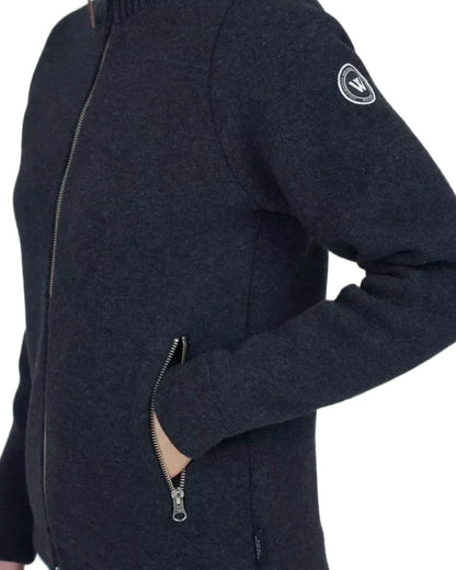 Chambray Coloured Holebrook Womens Claire Full Zip Knitted Windproof Sweater on white background 