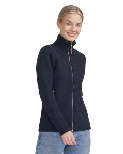 Chambray Coloured Holebrook Womens Claire Full Zip Knitted Windproof Sweater on white background 