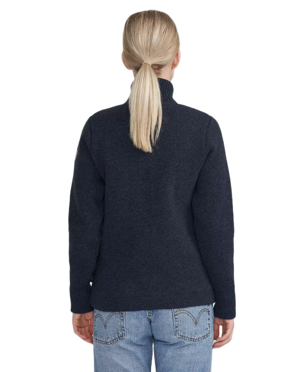 Chambray Coloured Holebrook Womens Claire Full Zip Knitted Windproof Sweater on white background 