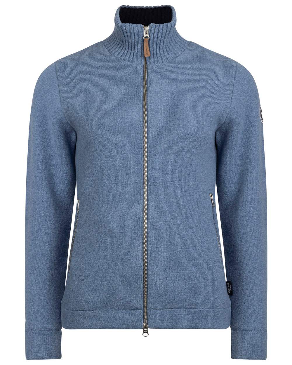 Dove Blue Coloured Holebrook Womens Claire Full Zip Knitted Windproof Sweater on white background 