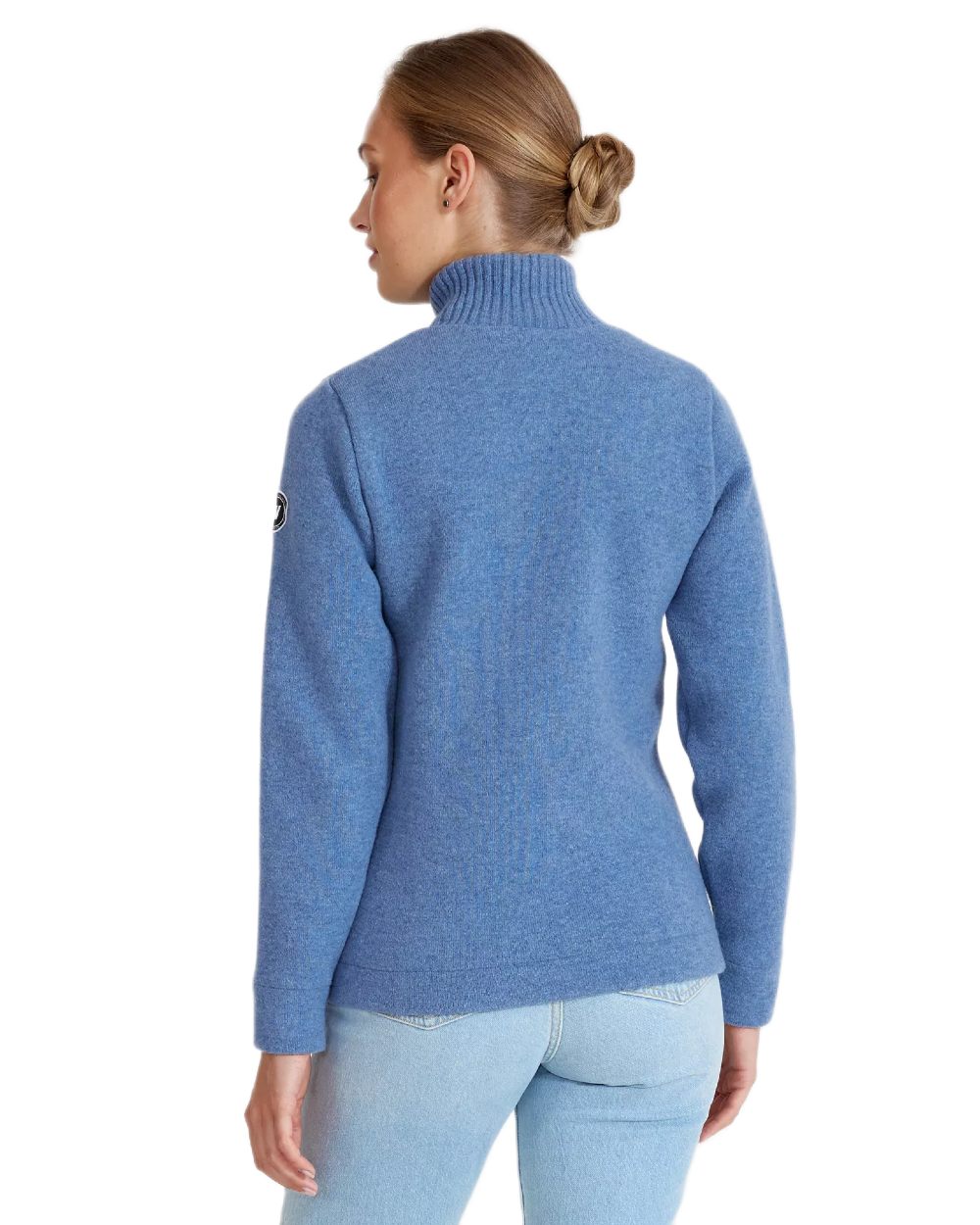 Dove Blue Coloured Holebrook Womens Claire Full Zip Knitted Windproof Sweater on white background 