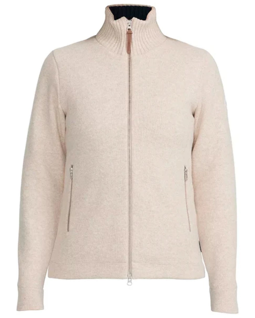 Sand Coloured Holebrook Womens Claire Full Zip Knitted Windproof Sweater on white background 