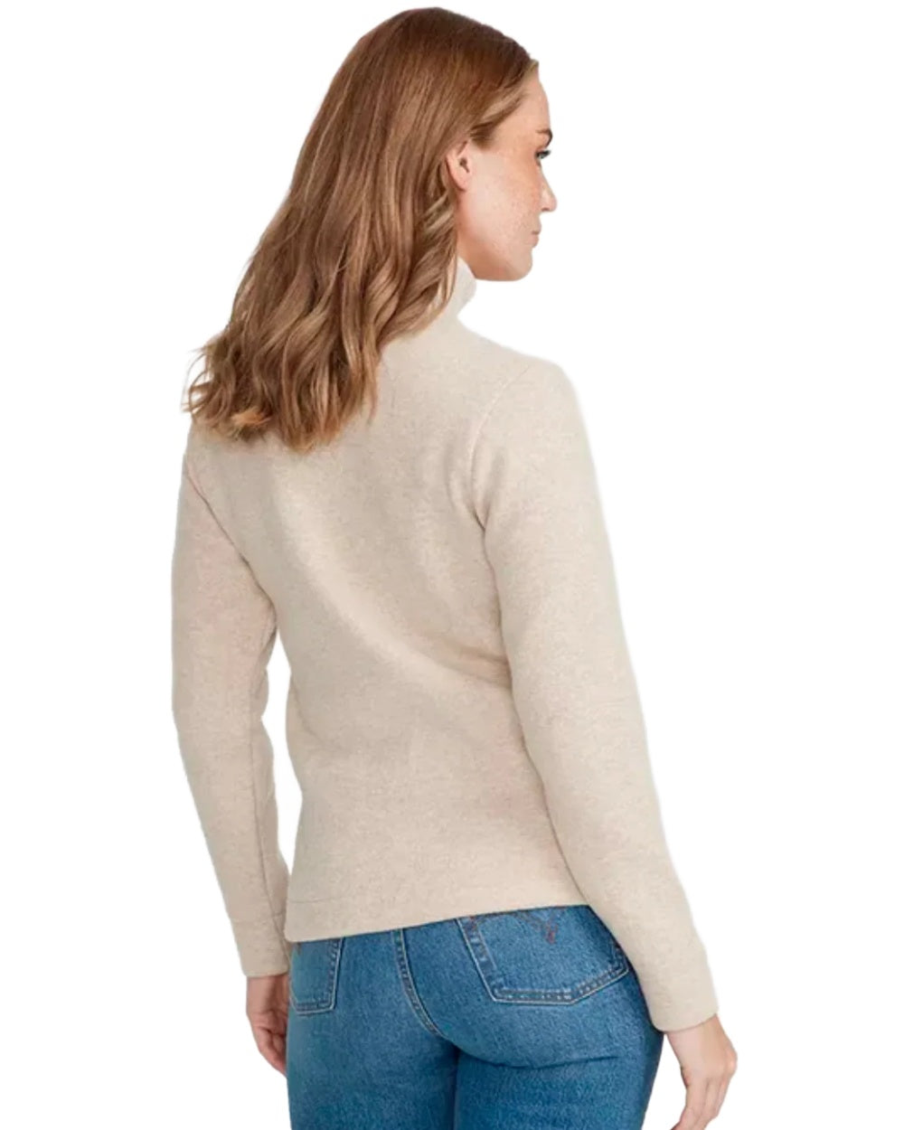 Sand Coloured Holebrook Womens Claire Full Zip Knitted Windproof Sweater on white background 