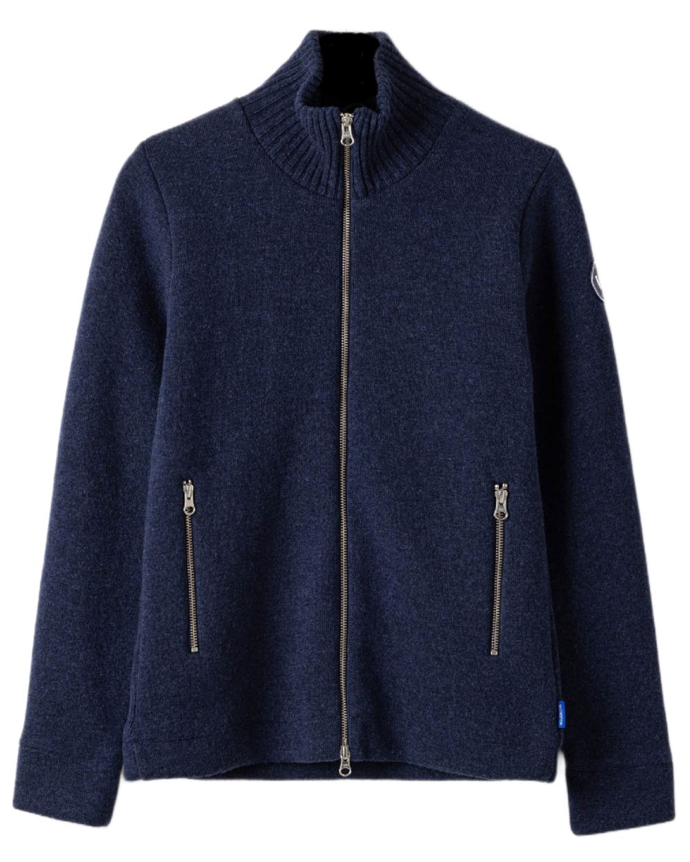 Dark Blue Coloured Holebrook Womens Claire Full Zip Knitted Windproof Sweater on white background 