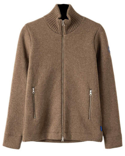Walnut Coloured Holebrook Womens Claire Full Zip Knitted Windproof Sweater on white background 