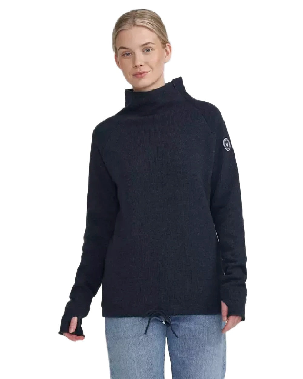 Chambray Coloured Holebrook Womens Martina Knitted Windproof Sweater on white background 