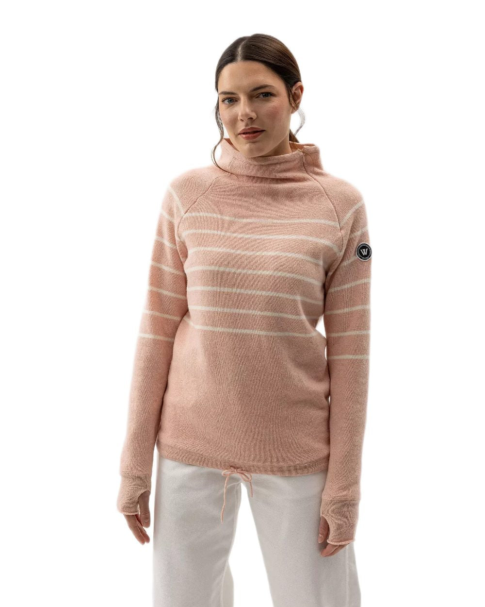 Flamingo Off White Coloured Holebrook Womens Martina Knitted Windproof Sweater on white background 