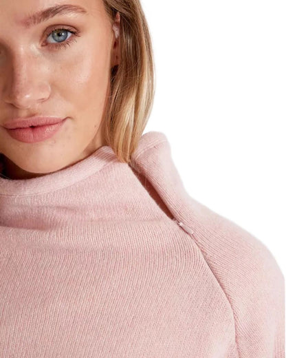 Flamingo Coloured Holebrook Womens Martina Knitted Windproof Sweater on white background 