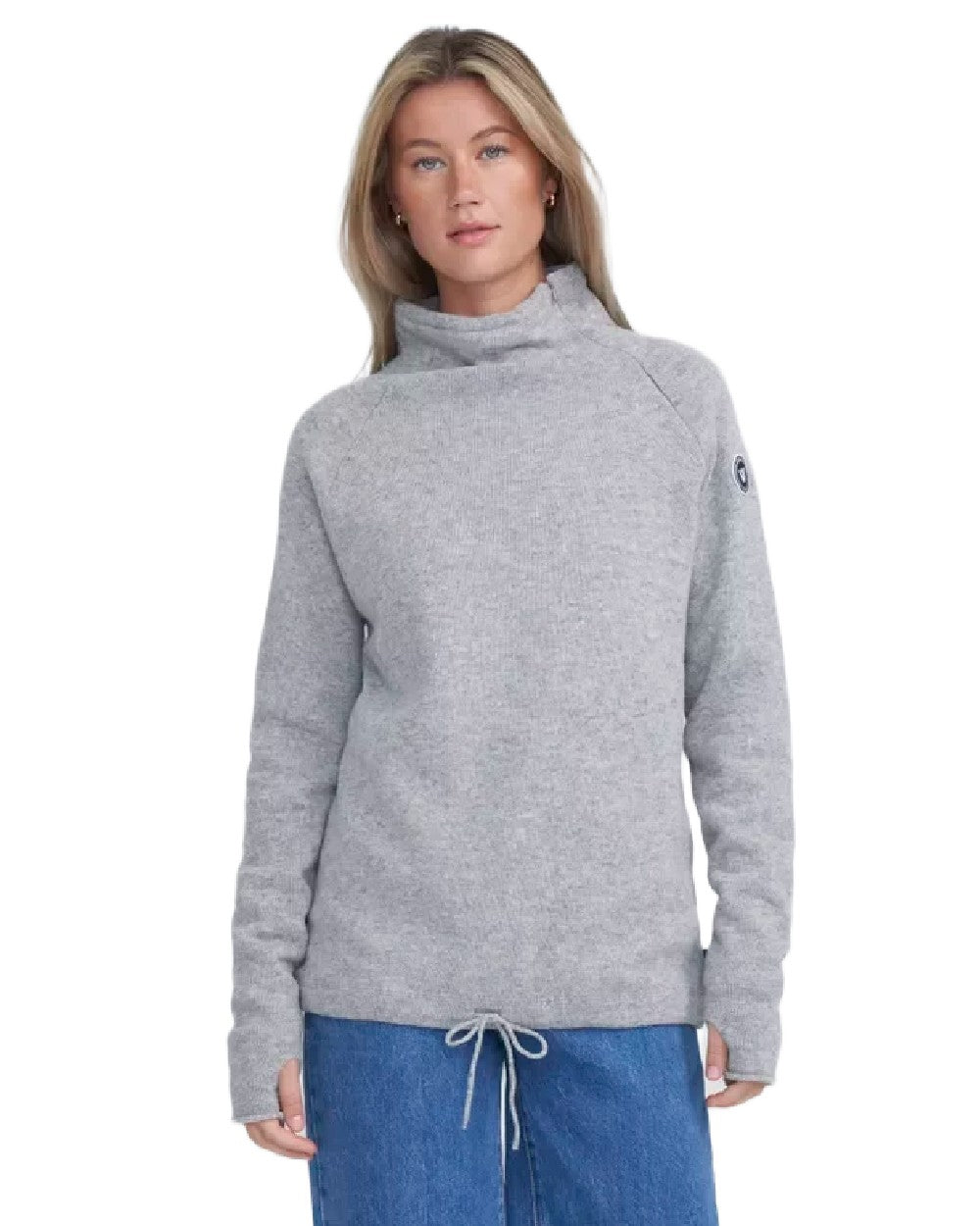 Grey Mel Coloured Holebrook Womens Martina Knitted Windproof Sweater on white background 
