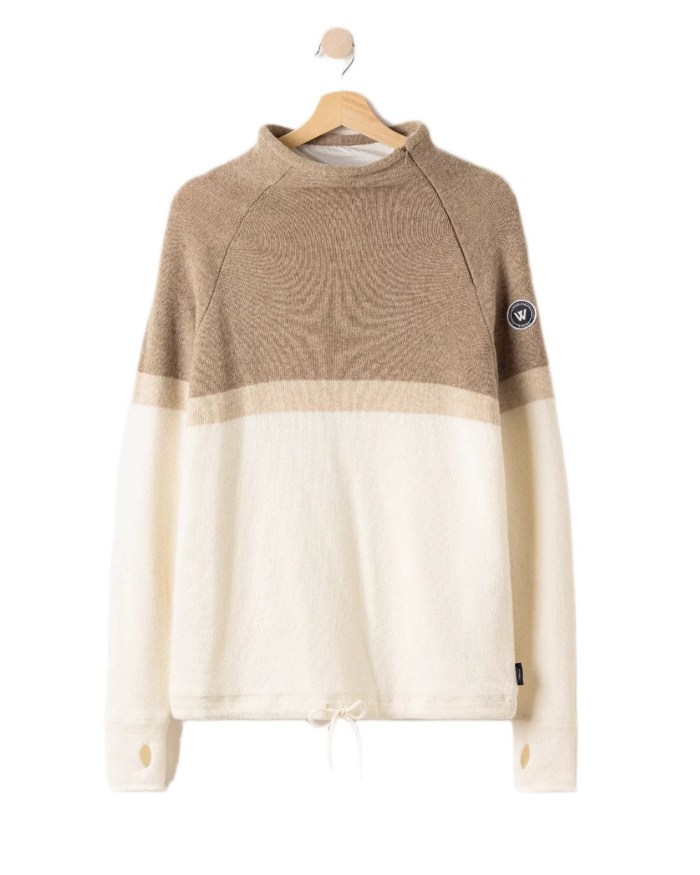 Khaki Off White Coloured Holebrook Womens Martina Knitted Windproof Sweater on white background 