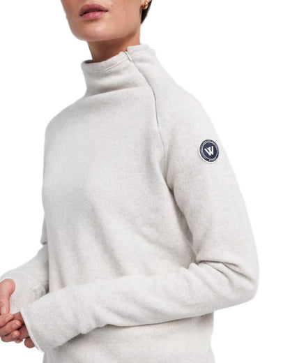 Light Grey Mel Coloured Holebrook Womens Martina Knitted Windproof Sweater on white background 