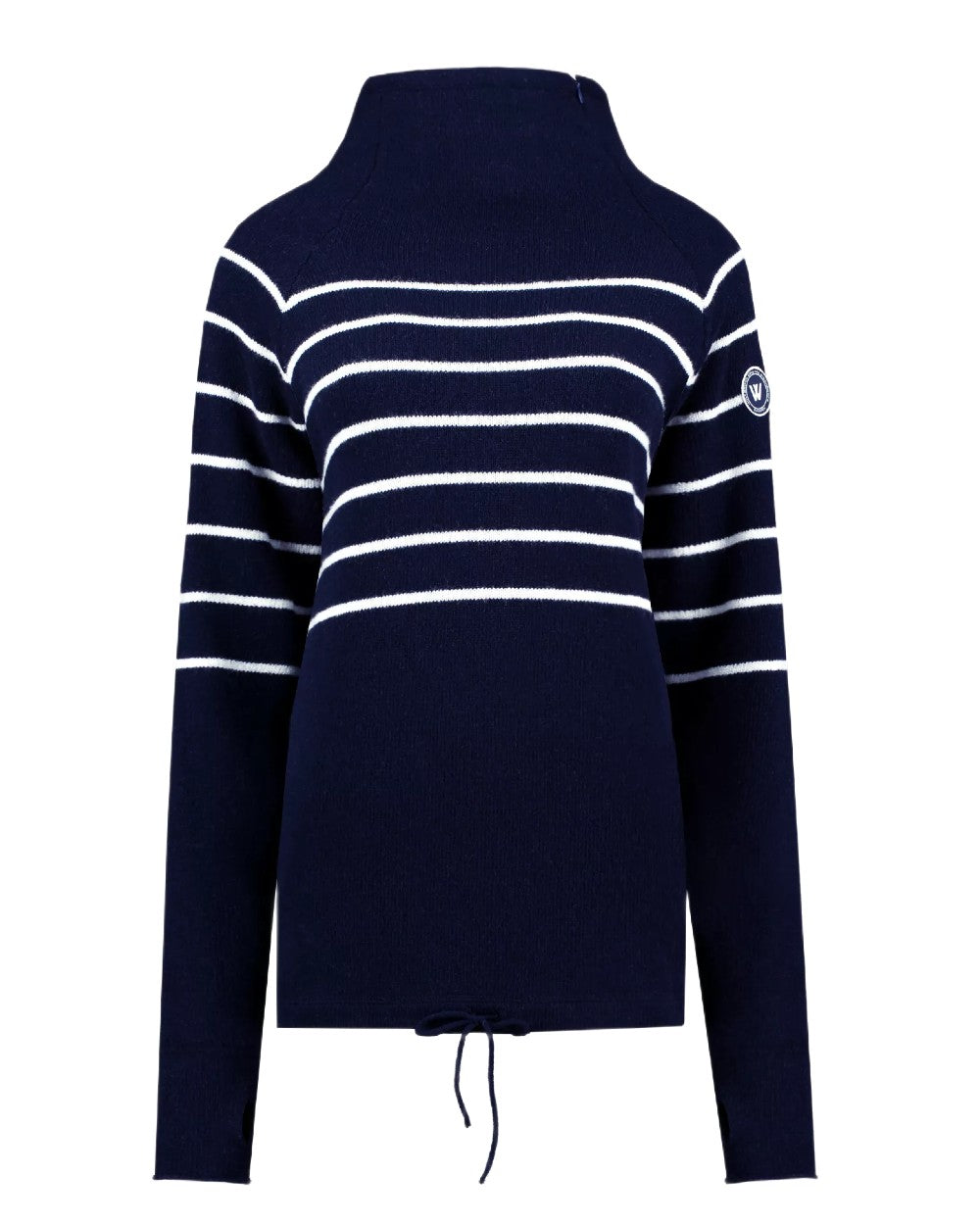 Navy Off White Coloured Holebrook Womens Martina Knitted Windproof Sweater on white background 