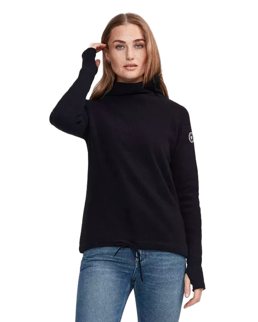 Navy Coloured Holebrook Womens Martina Knitted Windproof Sweater on white background 