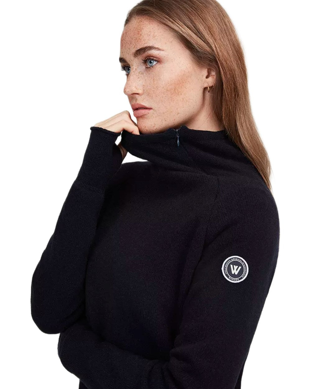 Navy Coloured Holebrook Womens Martina Knitted Windproof Sweater on white background 