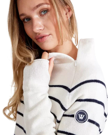 Off White Navy Coloured Holebrook Womens Martina Knitted Windproof Sweater on white background 