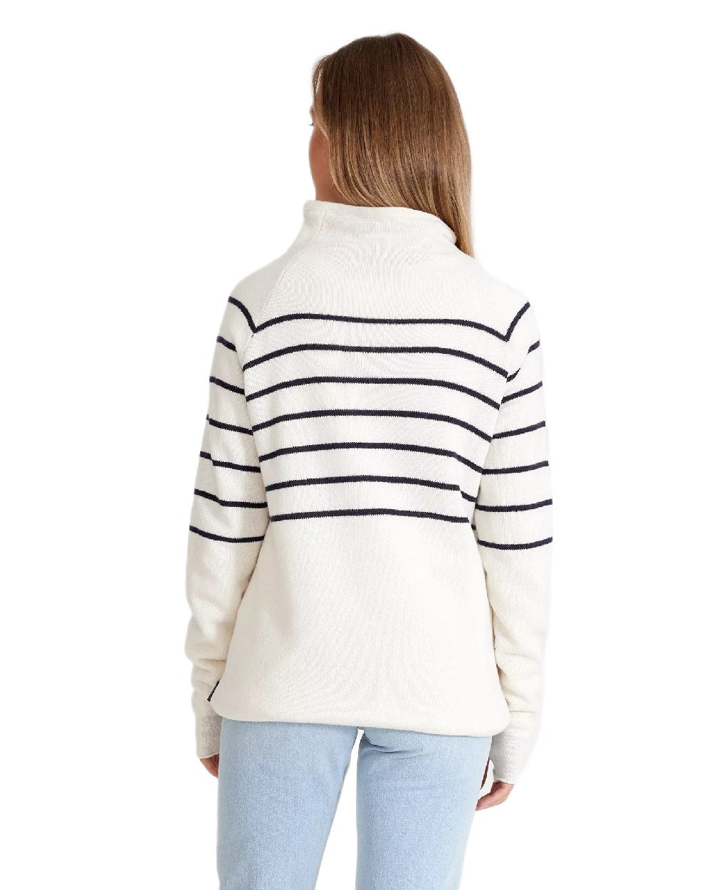 Off White Navy Coloured Holebrook Womens Martina Knitted Windproof Sweater on white background 