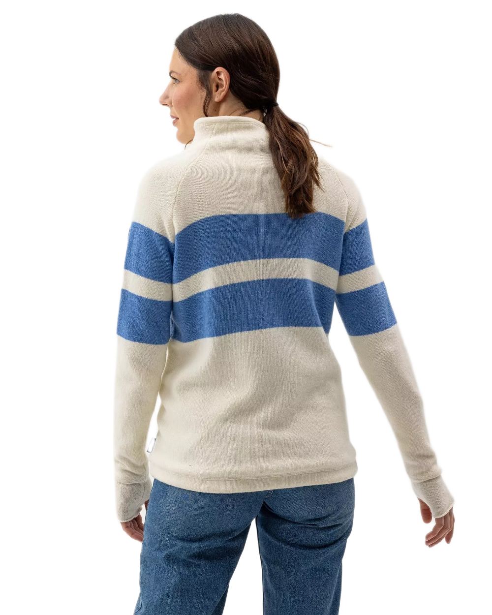 Off White Oxford Coloured Holebrook Womens Martina Knitted Windproof Sweater on white background 