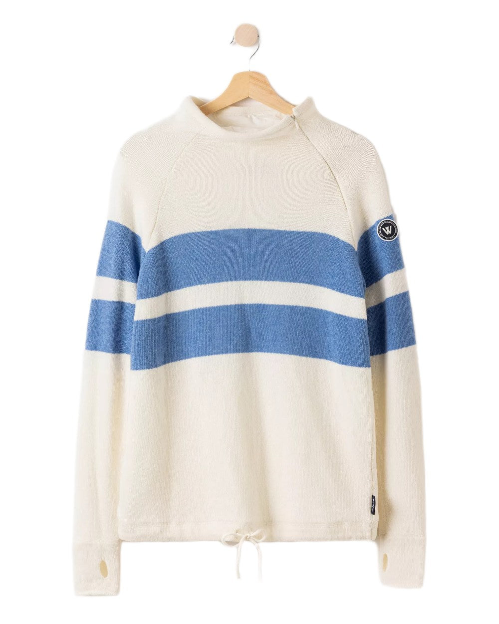 Off White Oxford Coloured Holebrook Womens Martina Knitted Windproof Sweater on white background 