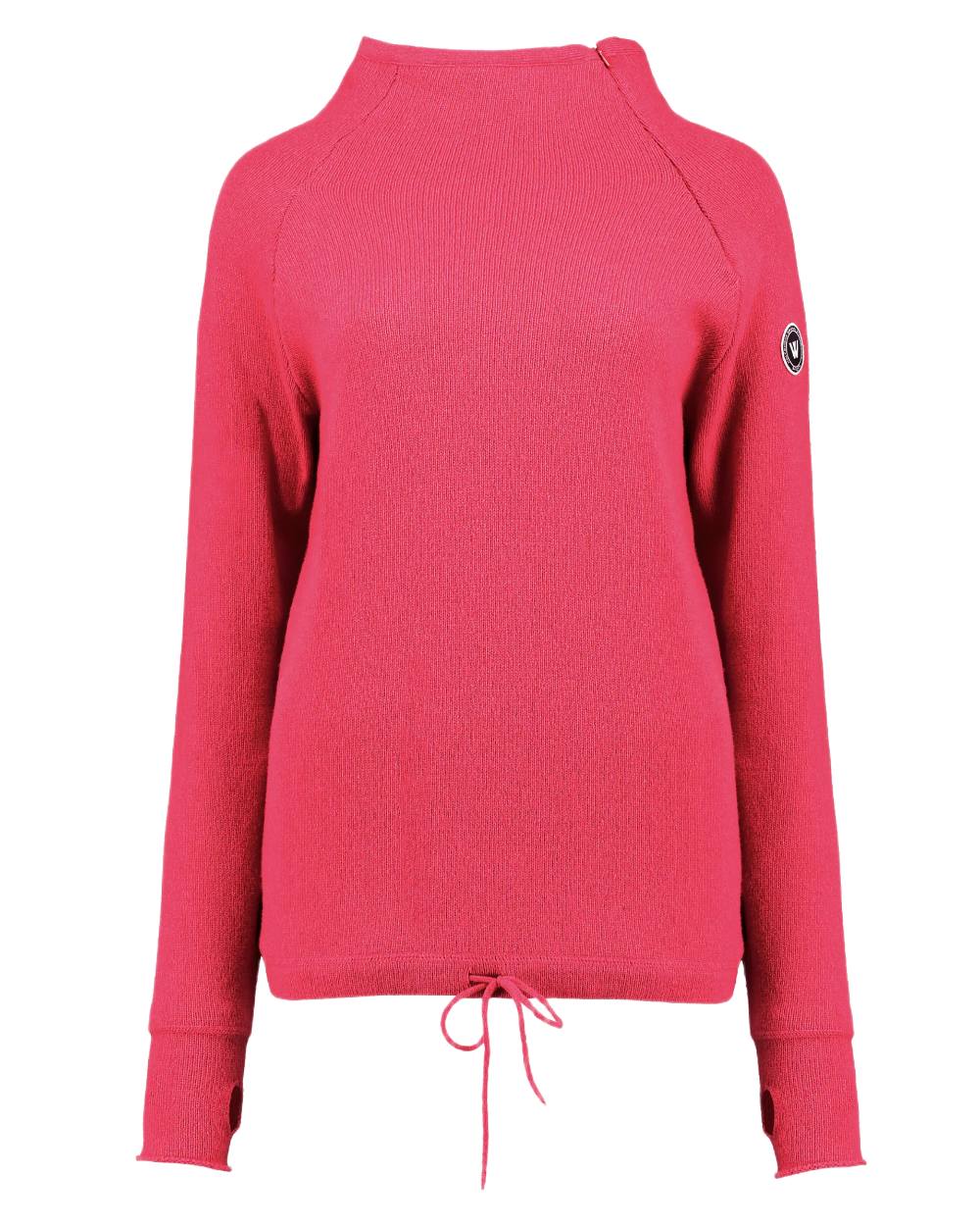 Peony Pink Coloured Holebrook Womens Martina Knitted Windproof Sweater on white background 