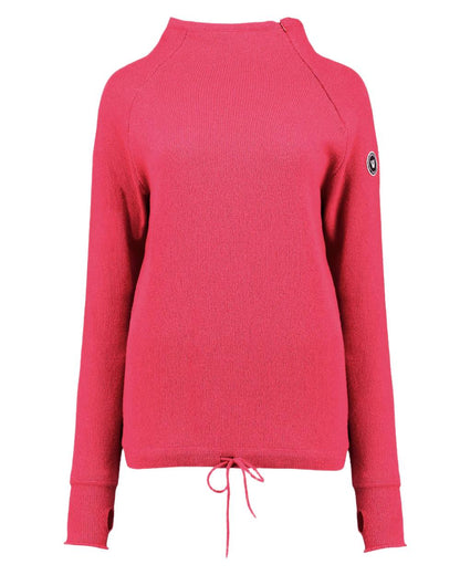 Peony Pink Coloured Holebrook Womens Martina Knitted Windproof Sweater on white background 