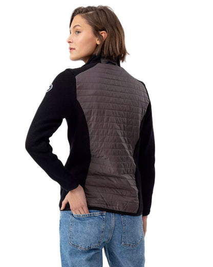 Black Mole Coloured Holebrook Womens Mimmi Fullzip Knitted Wind-Lined Jacket on white background 