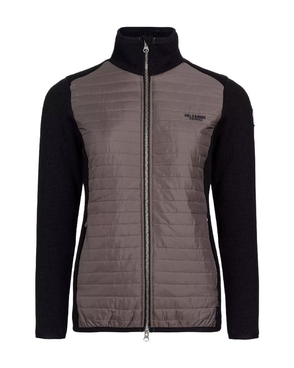 Black Mole Coloured Holebrook Womens Mimmi Fullzip Knitted Wind-Lined Jacket on white background 