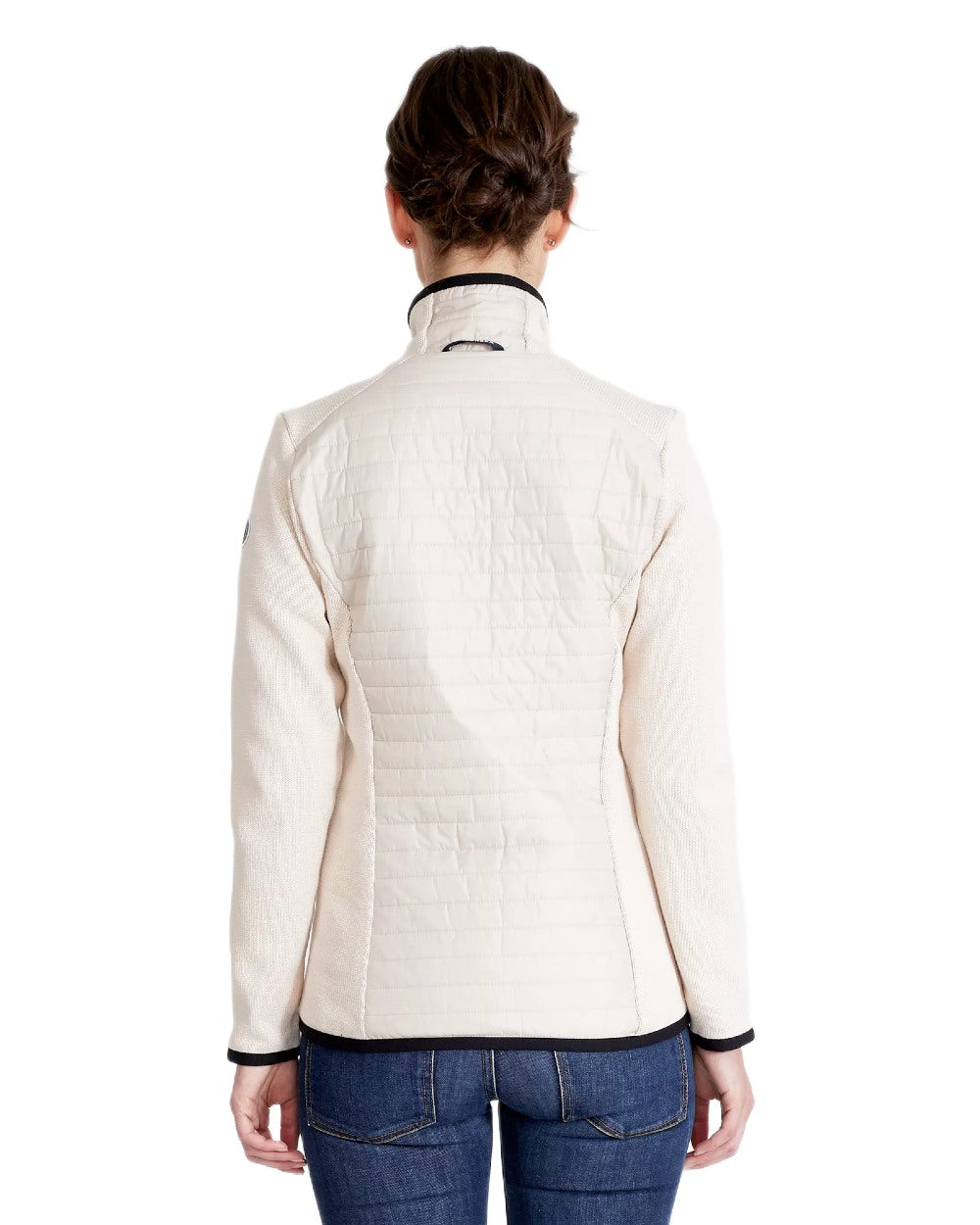 Sandshell Coloured Holebrook Womens Mimmi Fullzip Knitted Wind-Lined Jacket on white background 