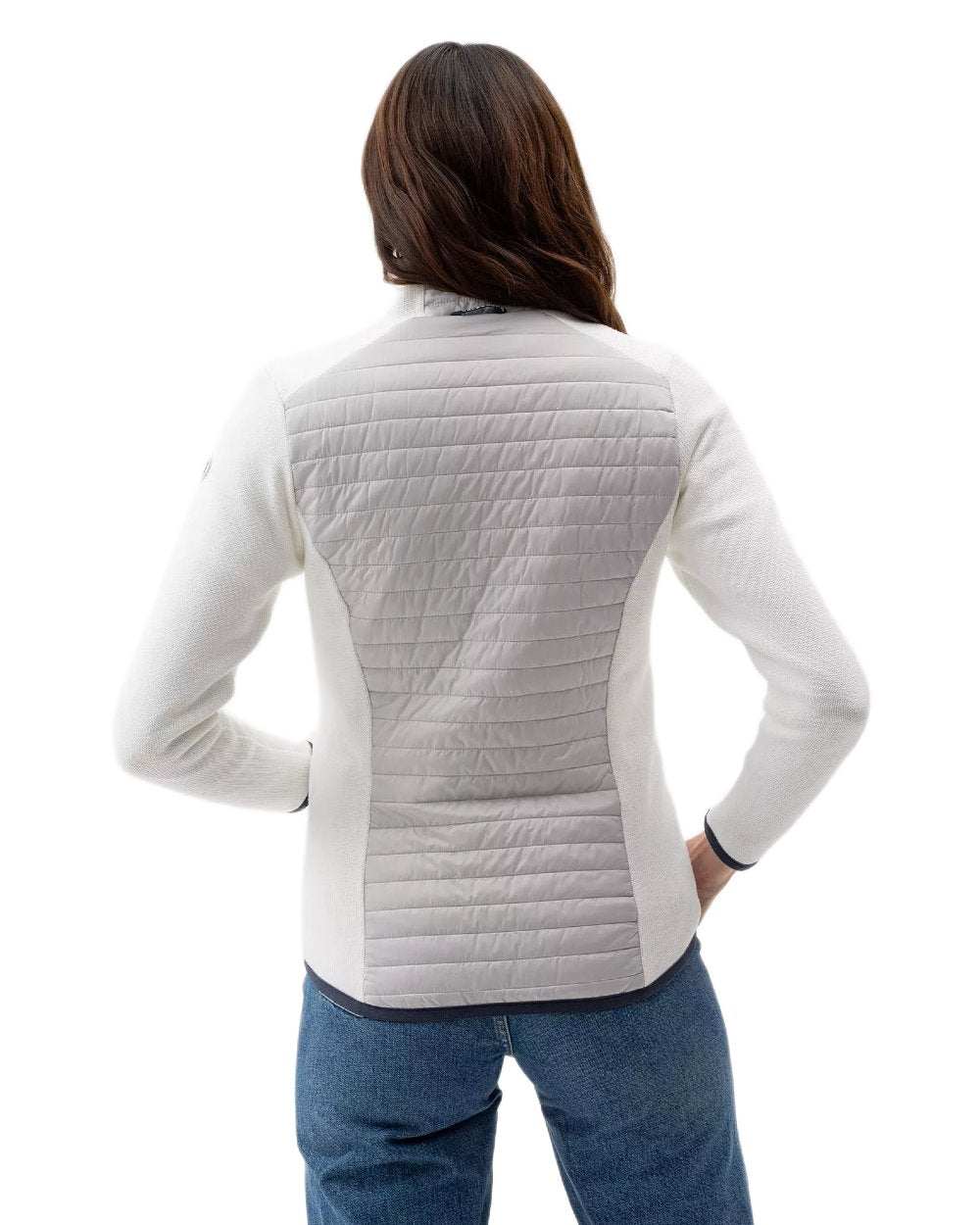 White Marble Grey Coloured Holebrook Womens Mimmi Fullzip Knitted Wind-Lined Jacket on white background 