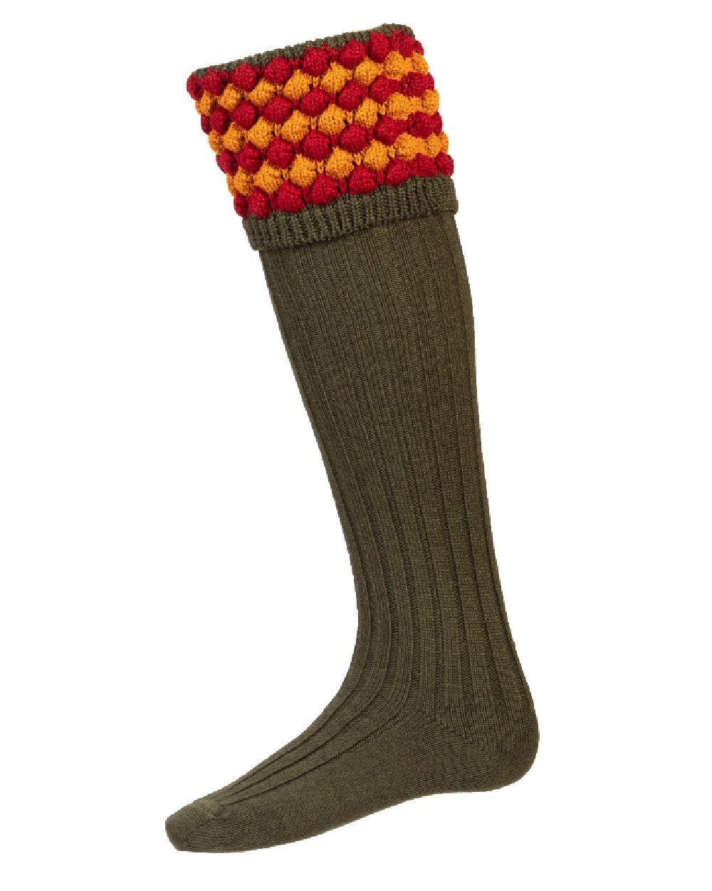 Spruce coloured House of Cheviot Angus Socks on white background 