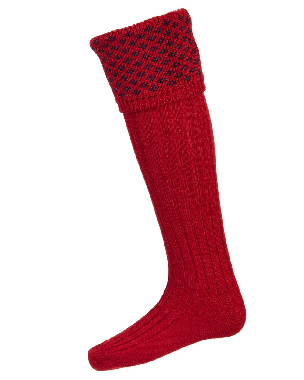 Brick Red coloured House of Cheviot Boughton Socks on white background 