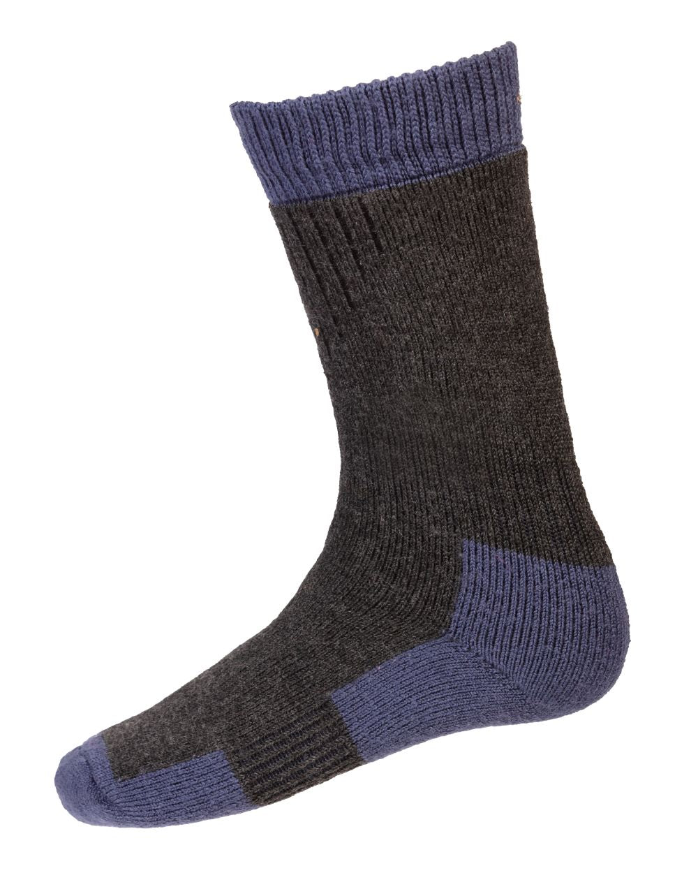 Charcoal St Andrews Blue coloured House Of Cheviot Gen Technical Socks on white background 