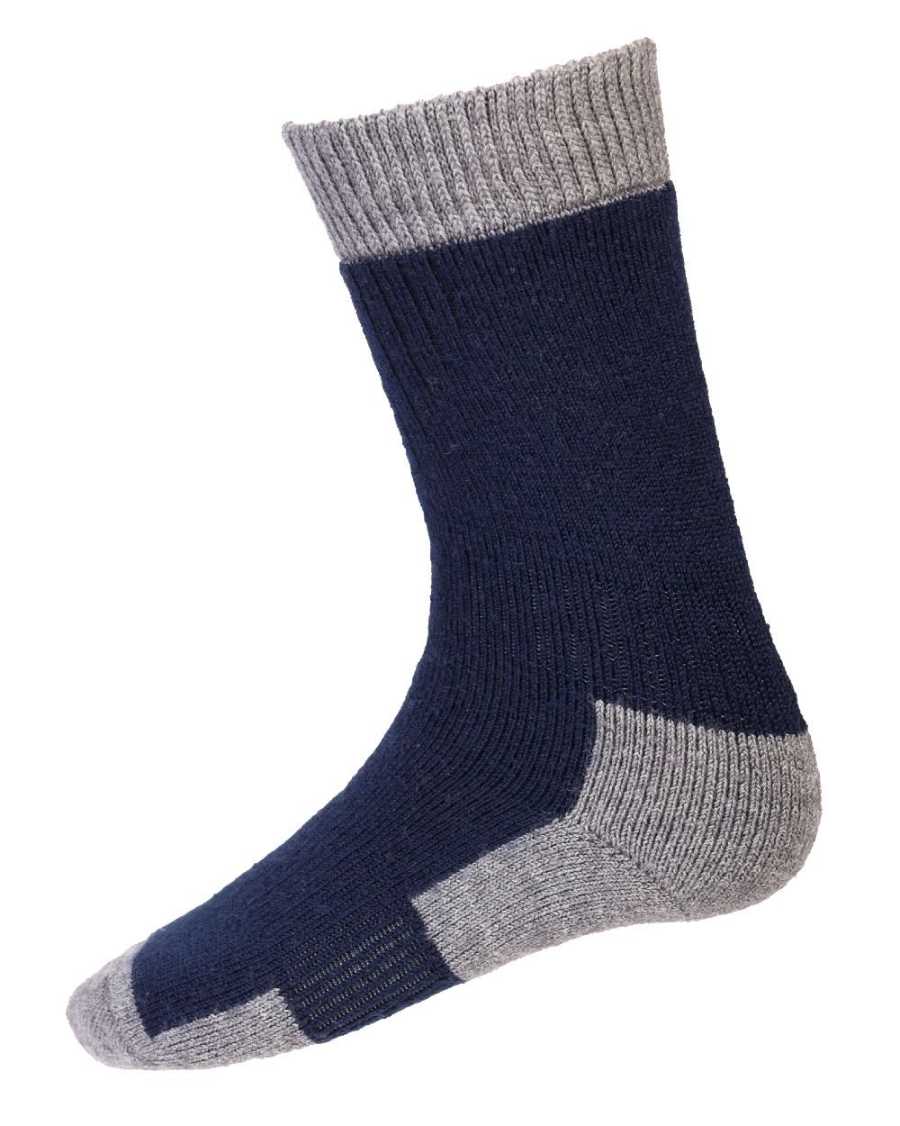 Navy Mid Grey coloured House of Cheviot Glen Technical Socks on white background 