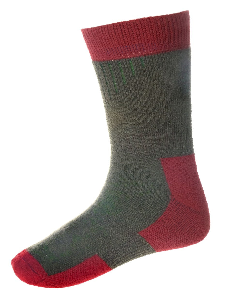 Spruce Brick Red coloured House of Cheviot Glen Technical Socks on white background 