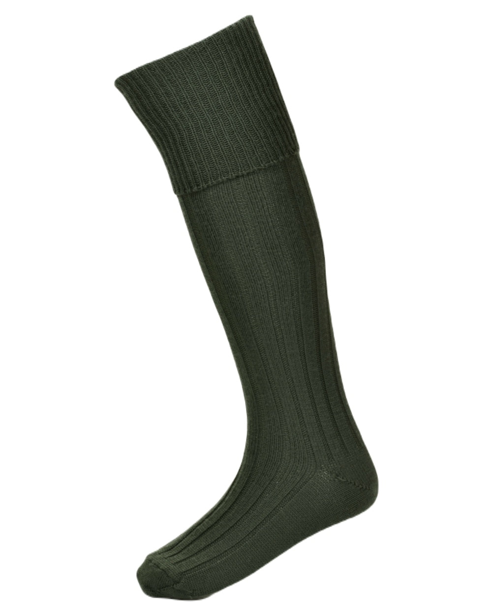 Spruce coloured House of Cheviot Jura Socks on white background 