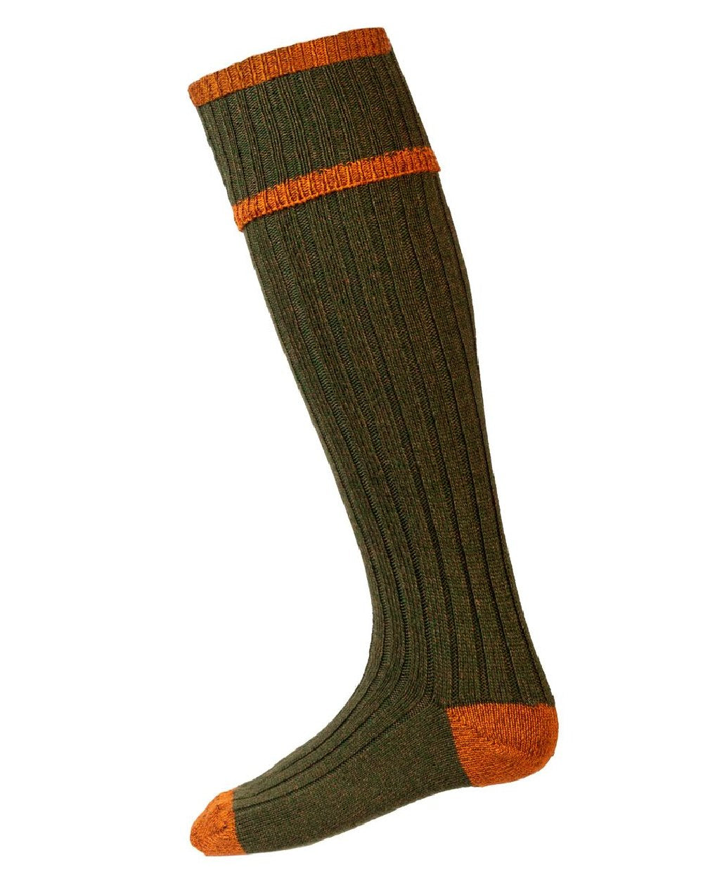 Hawthorn coloured House of Cheviot Kyle Socks on white background 