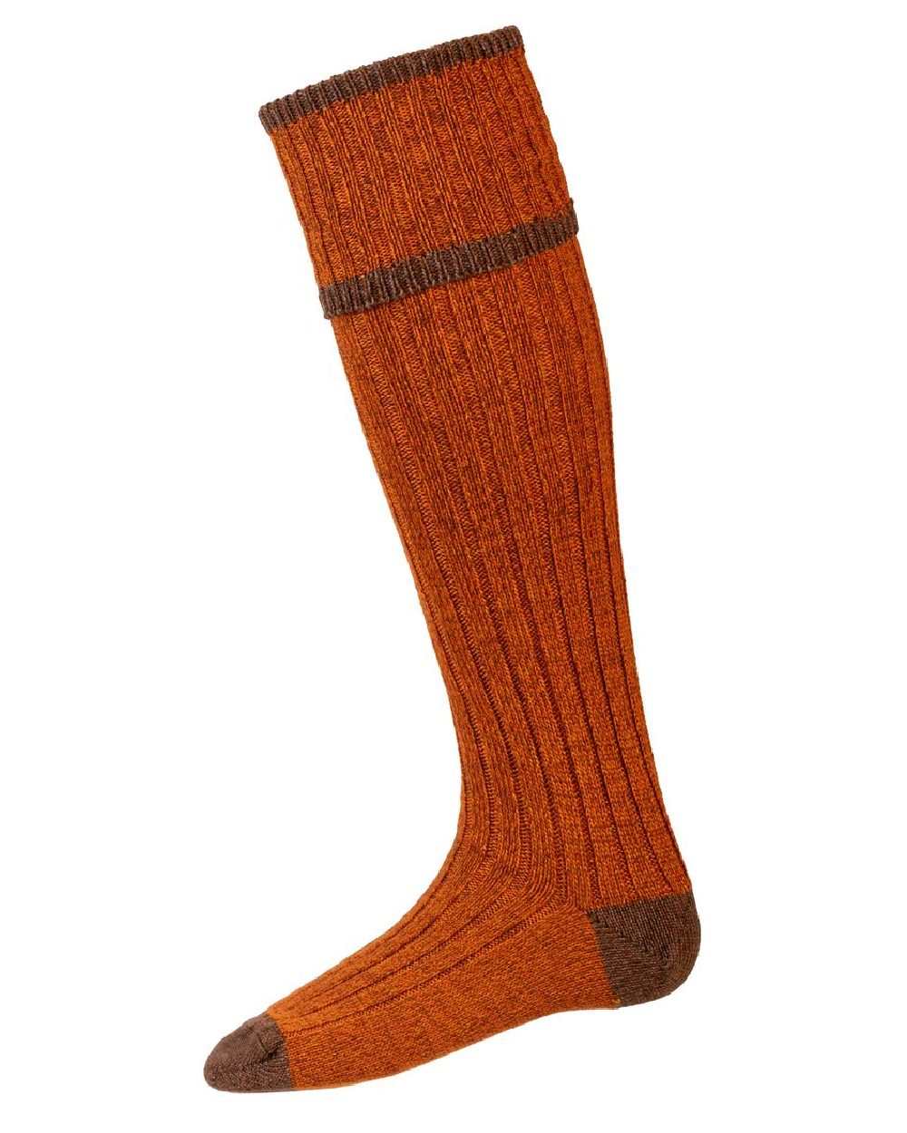 Honeysuckle coloured House of Cheviot Kyle Socks on white background 