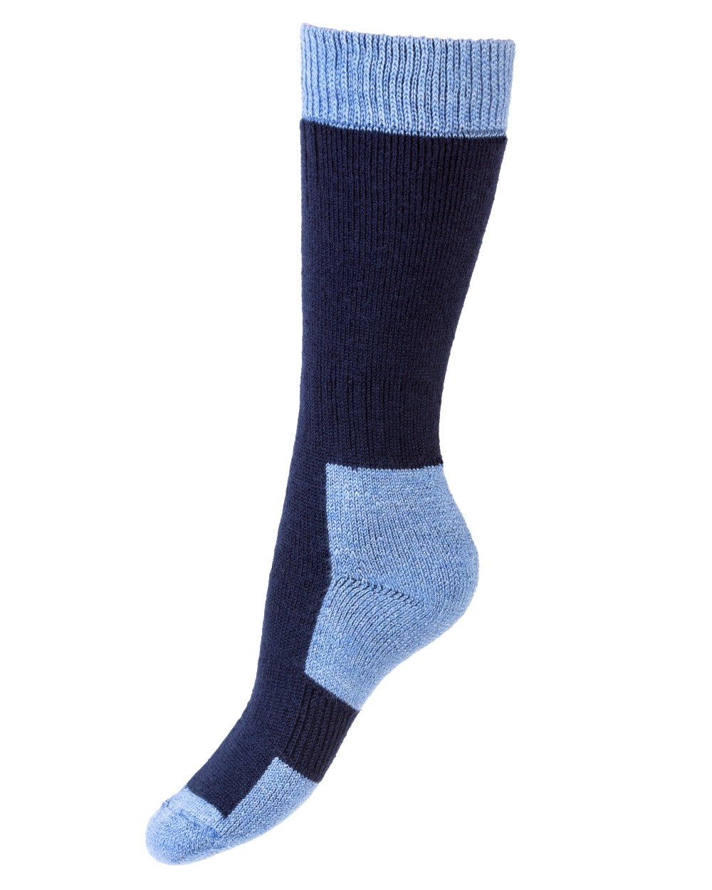 Navy Bluebell coloured House of Cheviot Lady Glen Socks on white background 