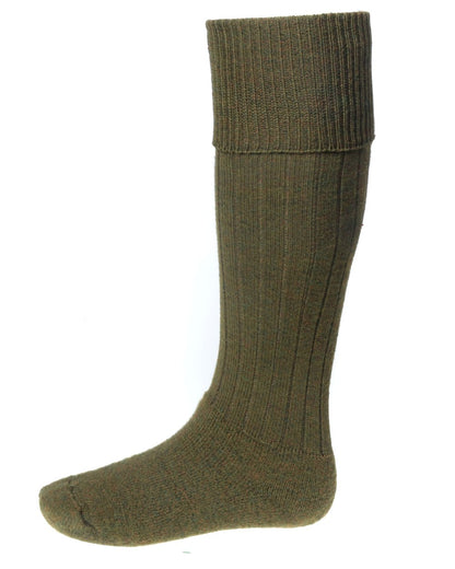 Bracken coloured House of Cheviot Scarba Socks on white background 