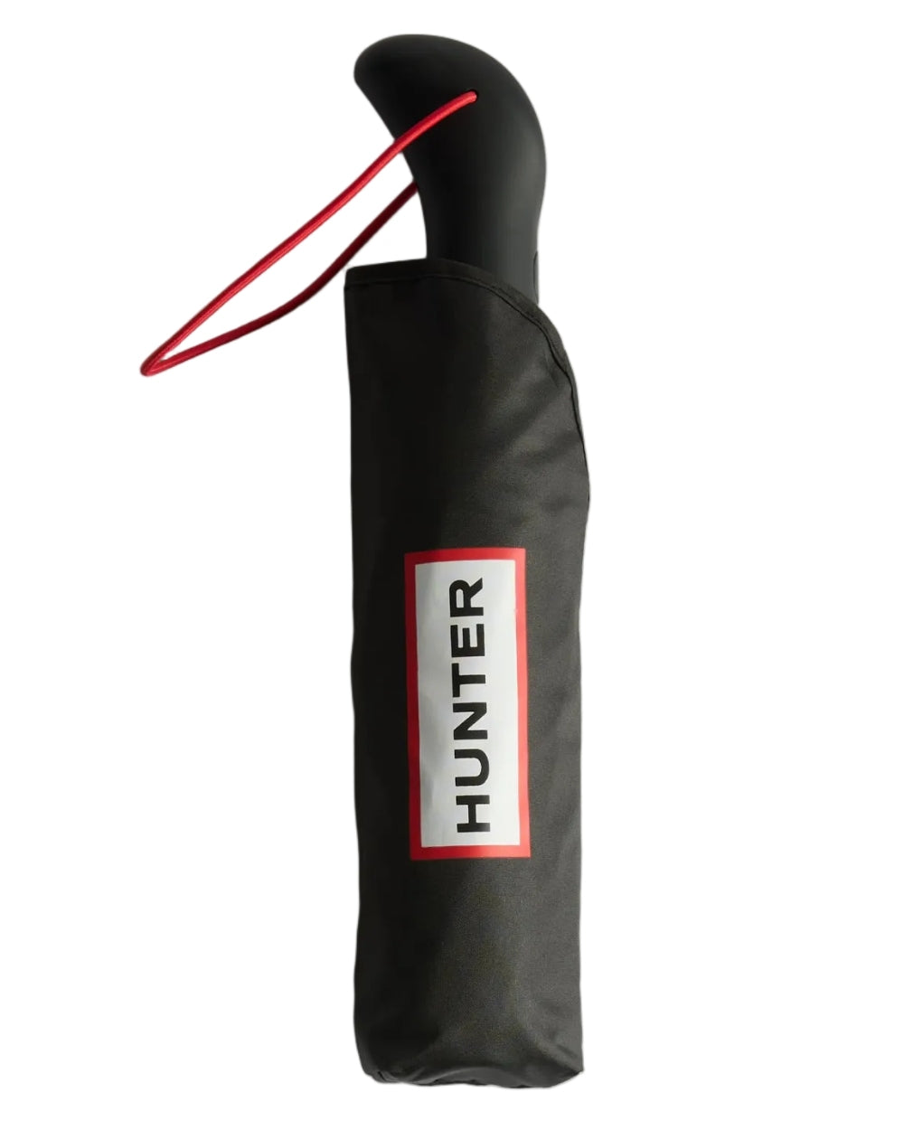 Black coloured Hunter Auto Compact Umbrella on white background 