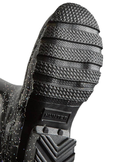 Black Coloured Hunter Big Kids Giant Glitter Wellingtons Boots on white background 
