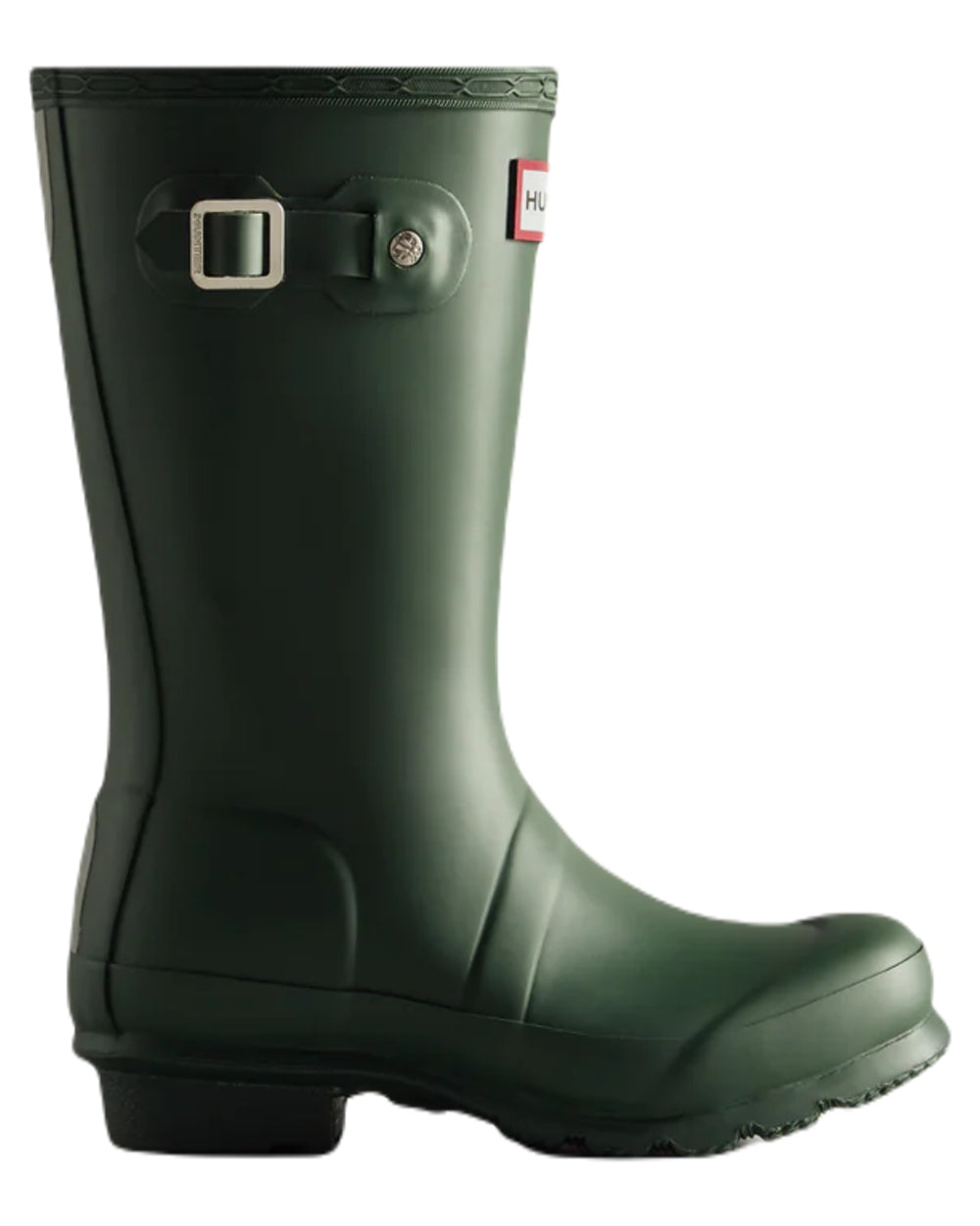 Hunter Green coloured Hunter Big Kids Original Wellington Boots on white background 