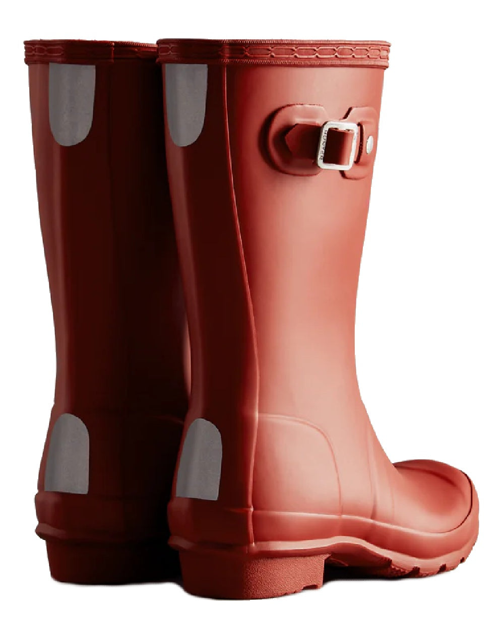 Military Red coloured Hunter Big Kids Original Wellington Boots on white background 
