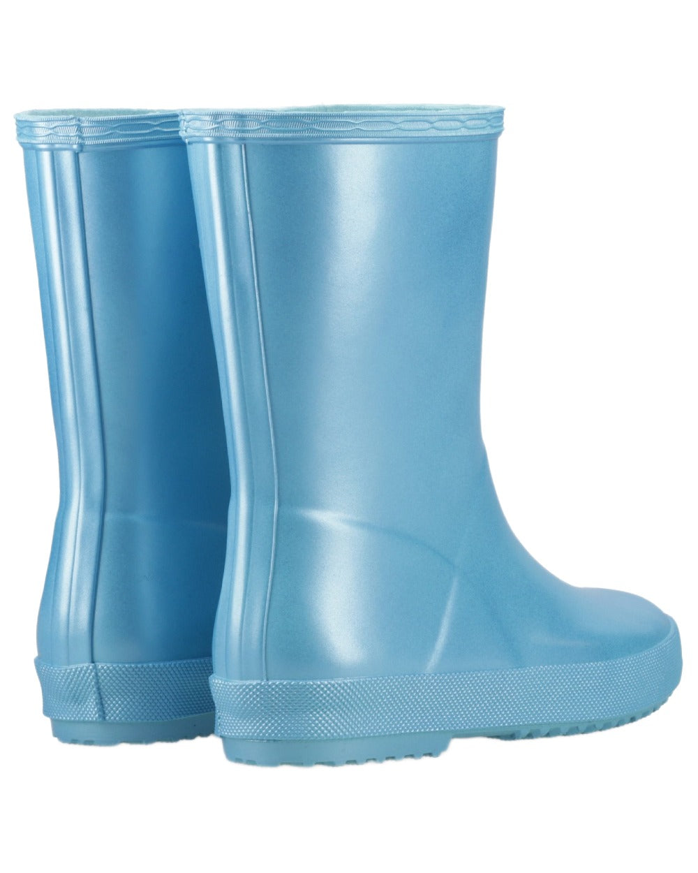Pool Blue Coloured Hunter Childrens First Nebula Wellington Boots on white background 